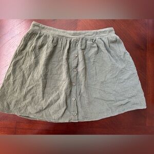 NEW Anthropologie Green Smocked Skater Mini Skirt